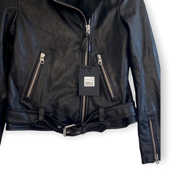 Mackage Miela-N Belted Leather Moto Jacket, NWT, Size XXS - Picture 11 of 16